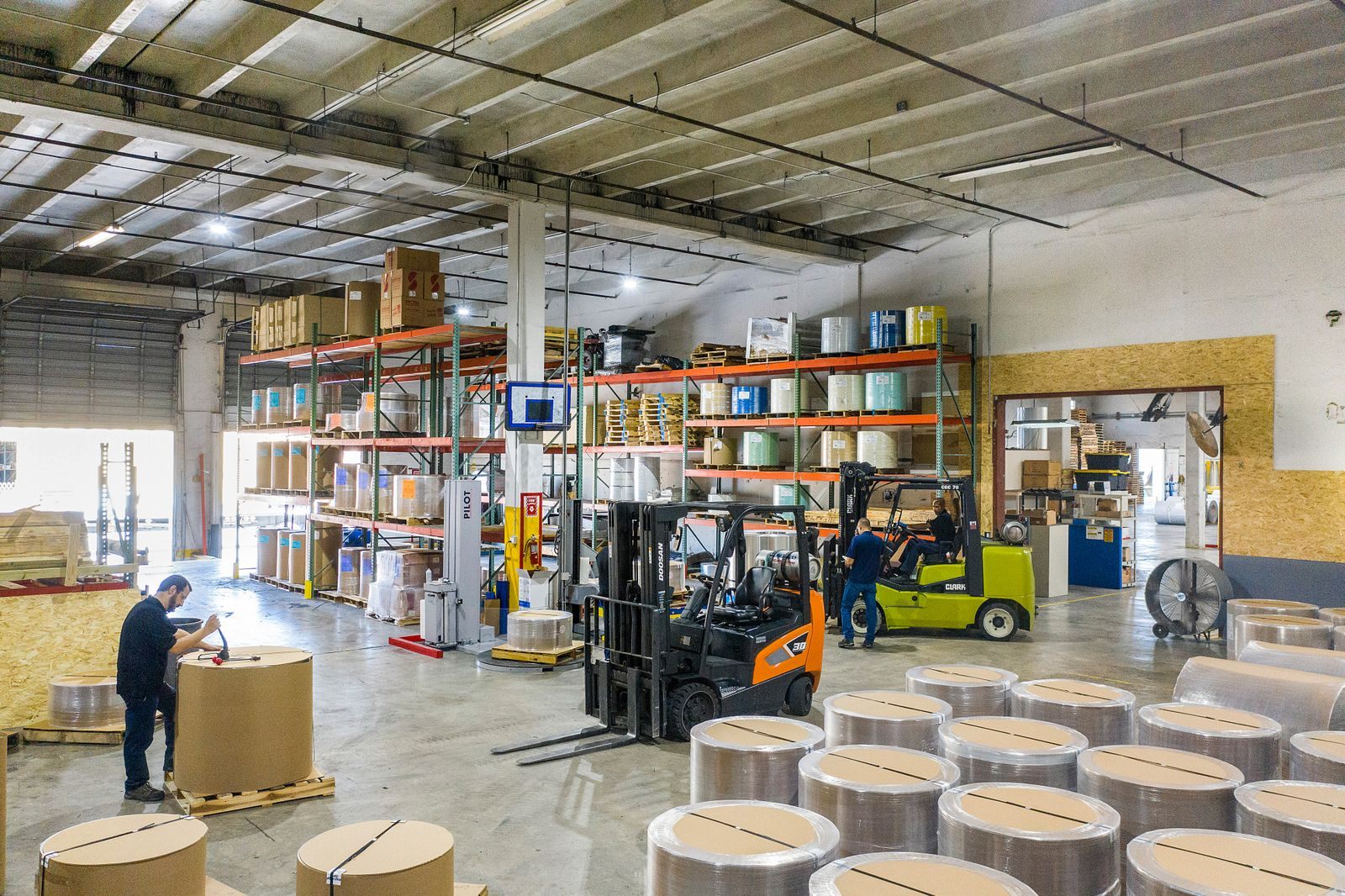 Modern warehouse operations with forklift handling